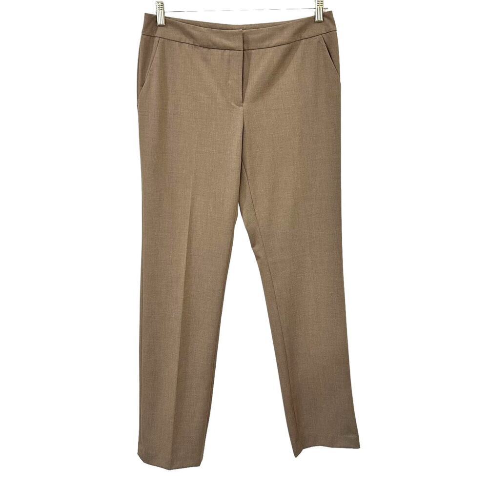 Halogen Taylor Fit Dress Pants Womens Sz. 8 Tan Flat Front Trousers Career